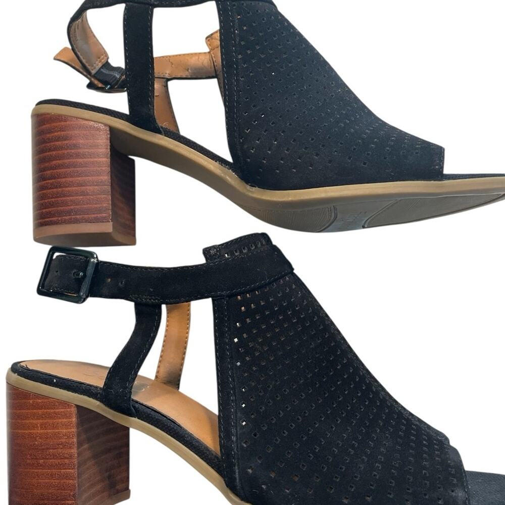 ✨ FRANCO SARTO Black Perforated T-Strap Heels 8 NWT Retro Dark Academia 🖤 - Picture 7 of 11
